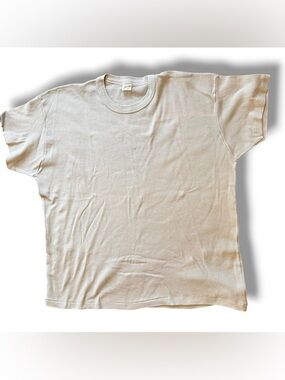 Vtg Plain Beige Tee Thrashed Distressed 70s Tshirt Single Stitch Thick Sun Fade